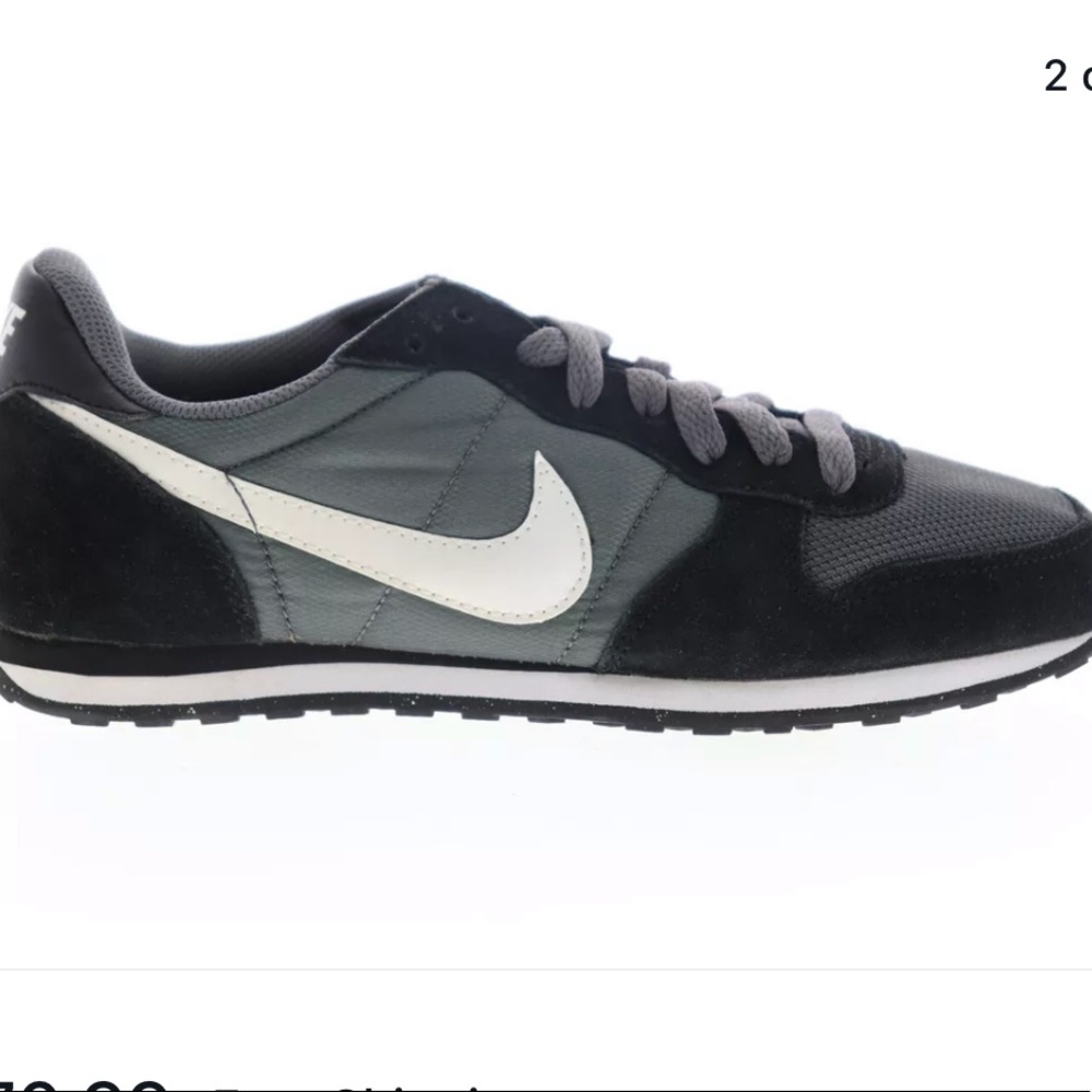 Nike Genicco black, grey, and white shoes.